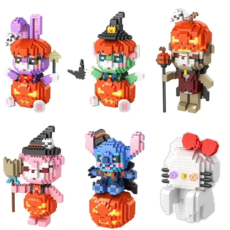 

Disney Anime Stitch Halloween Building Blocks Toys For Children Lilo&stitch Cosplay Style Model Mini Bricks Figure Festival Gift