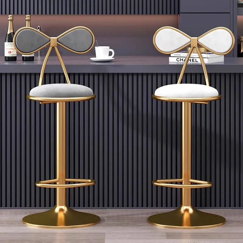 

Hotel Leather Nordic Chair Luxury Modern Designer Bar Stools Living Room Chairs Balcony Metal Sillas Para Comedor Furniture