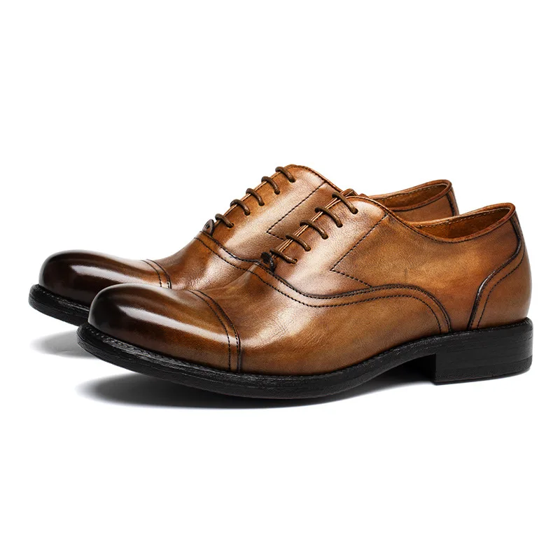 

Классические винтажные туфли для мужчин, роскошные удобные элегантные черные свадебные туфли-оксфорды из натуральной кожи, ручная работа