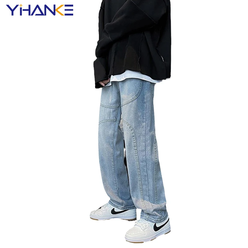 Spring and Autumn New Fashion Men's Jeans Trend Loose Wide-leg Straight-leg Jeans Casual Trousers Street Men Y2k Jeans Men Baggy