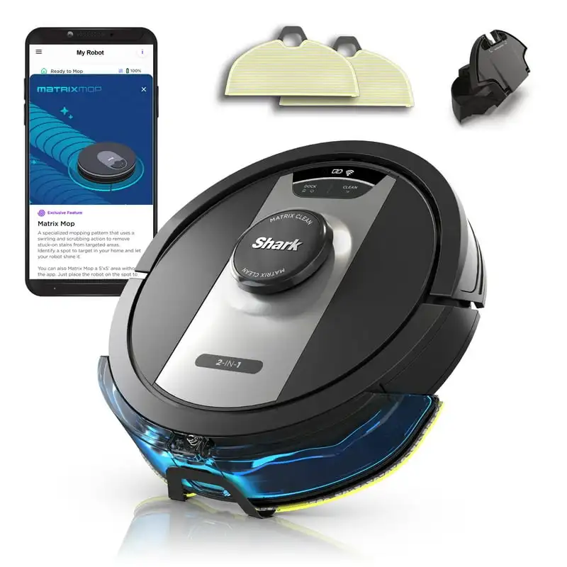 

2-in-1 Robot Vacuum & Mop with no Spots Missed on Carpets & Hard Floors, Precision Mapping, Perfect for Pet Hair, WIFI, RV2400W