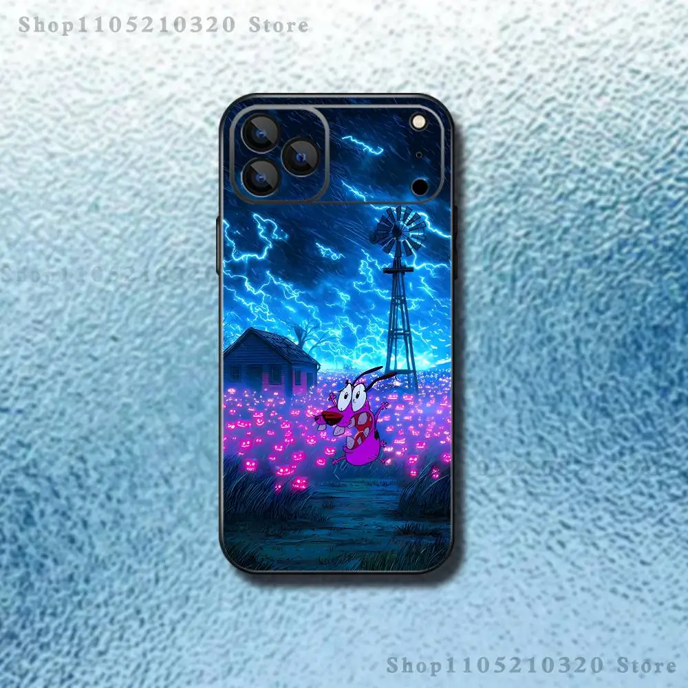 Чехол для телефона Court the C-Cowardly Dog для iPhone 17,16,15,14,13,12,11,Pro Max,XS,XR,SE,Mini,8,7,мягкий силиконовый черный чехол (art.: 3920d30348ffd) - 3920d30348ffd