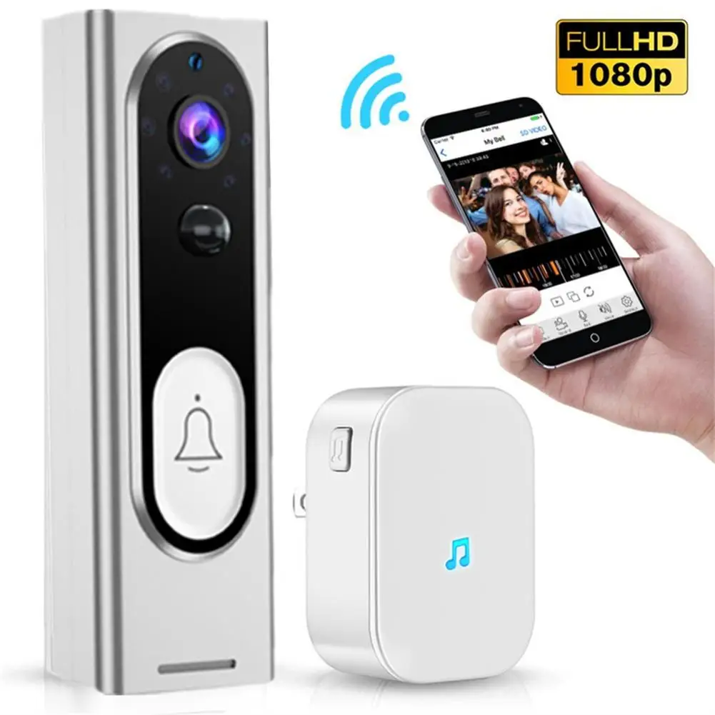 

Беспроводной дверной звонок с Wi-Fi, умный дверной звонок с Usb-зарядкой, дверной звонок с камерой видеонаблюдения 1080p HD