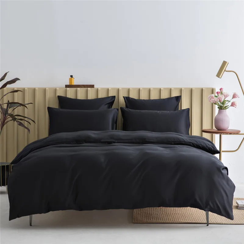 

Bedding Set Black super soft 100% microfiber Quilt Cover with pillowcase 220X240 Duvet Cover Set
