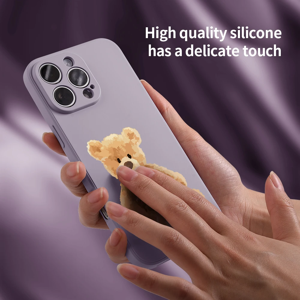 Мягкий силиконовый чехол для телефона Teddy Bear IPhone 16 15 14 13 12 11 Pro Max 16E SE4 Xr X XS 7 8 Plus
