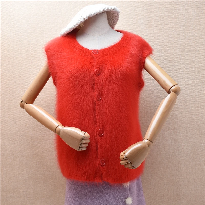 Женская осенне-зимняя одежда Mujer красный волосатый плюшевый норковый