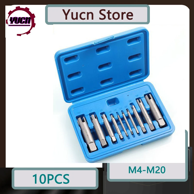 

10pcs M4-M24 Screw Tap Extractor Steel Broken Head Taps Remover Stripped Screw Tap Extractor Set Screw Remover Tools Drill Bits