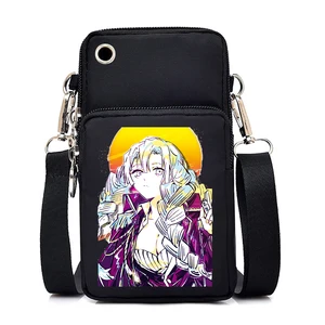 Canvas Shoulder Bag Kimetsu No Yaiba Handbags Small Crossbody Shoulder Bags Anime Kanroji Mitsuri Phone Bag Unisex Purse Wallet