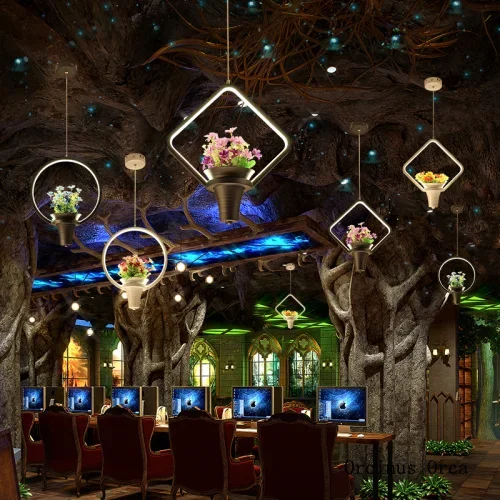 Современная простая и креативная люстра с цветами растениями ресторан бар