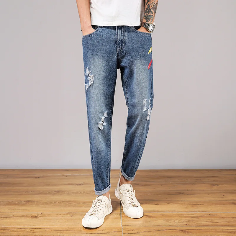 

2022 Spring and Summer Men's Jeans Men's Trend Korean Version of The Slim Fit Pencil Pants New Men's Casual Long Pants