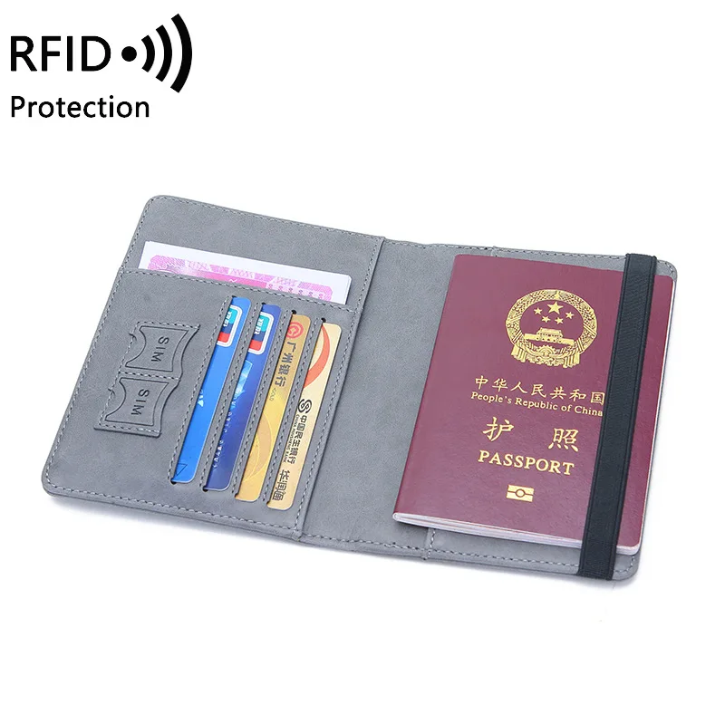Elastic Band Leather Passport Cover RFID Travel Passport Holder Wallet Passports Case Travel Accessories Passport Cover Holder