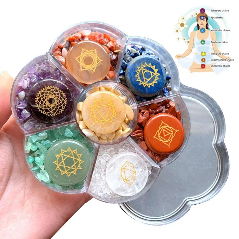 

Healing Stone Reiki Chakra Crystal Set Crystal Wicca Stones Kit Polished Pocket Chip Reiki Spiritual Products Meditation Gift