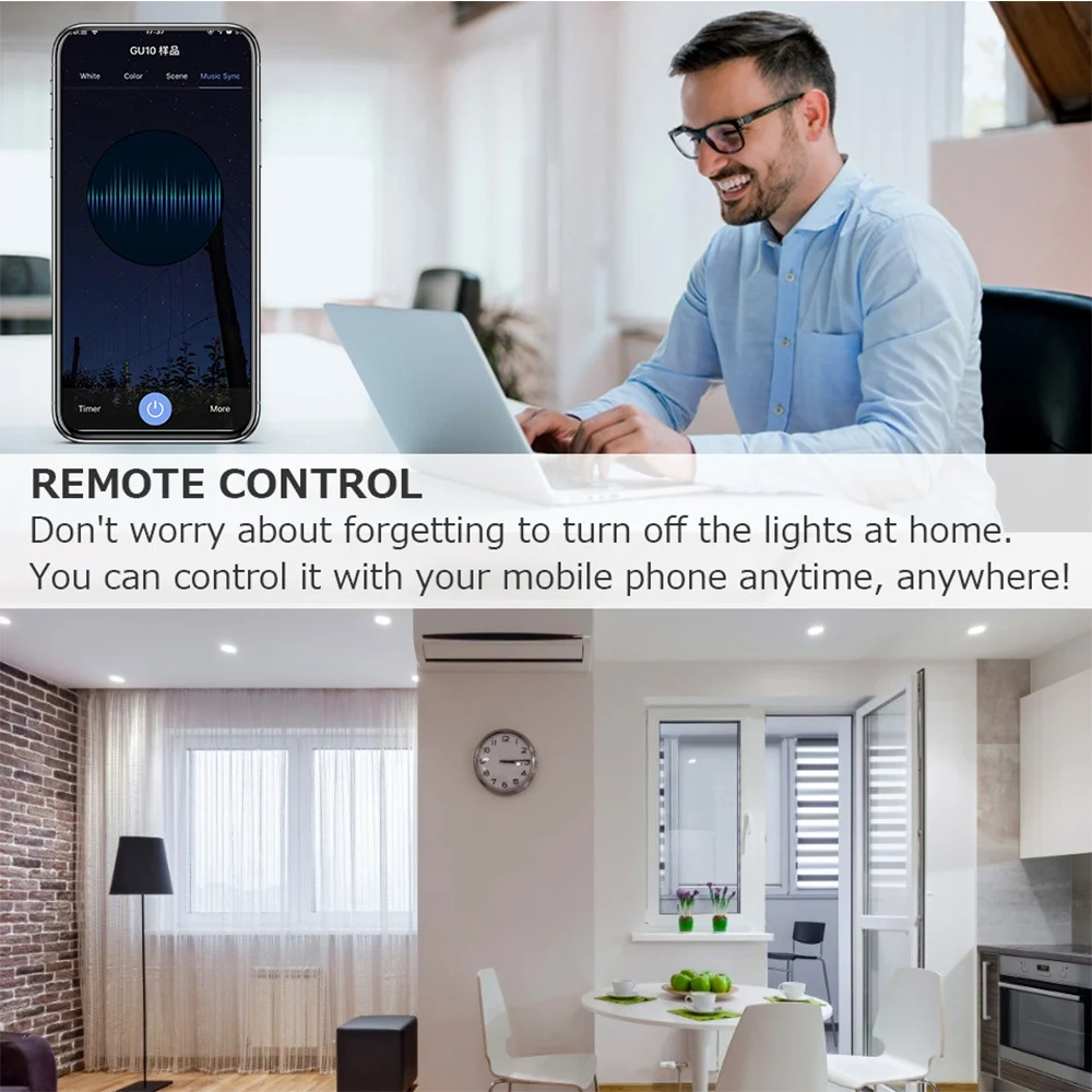 Лампочка GU10 светильник 2 4 ГГц Wi-Fi управление через приложение RGBCW светодиодный