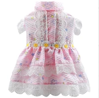 9 colors floral print lace pet dog dress spring summer pet outfit clothes for small cute party skirt puppy cat costumes