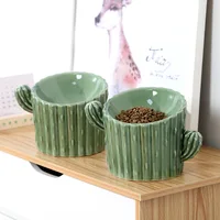 Cactus Ceramic Dog Bowl For Pet Puppy Food Water Marble Feeder Supplies Drinking Dish Large Cat Accessories Dropshipping Center