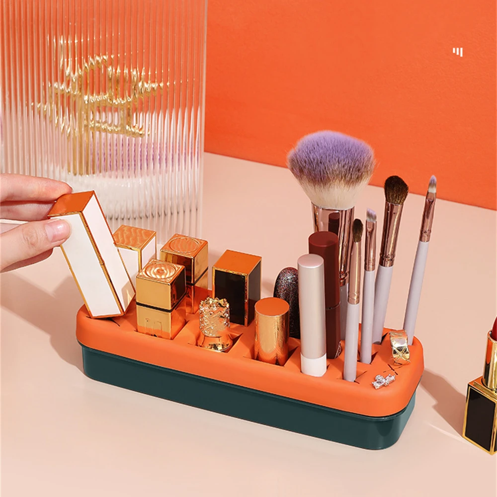 

18 Grid Acrylic Lipstick Storage Box Multi-Grid Makeup Organizer Cosmetic Nail Polish Silicone Display Box Jewelry Stand Holder