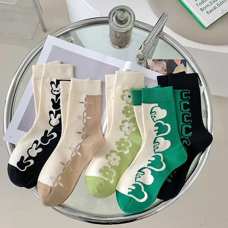 

Носки женские с кроликом и цветком, повседневные хлопковые фиолетовые с милым принтом, для весны и лета