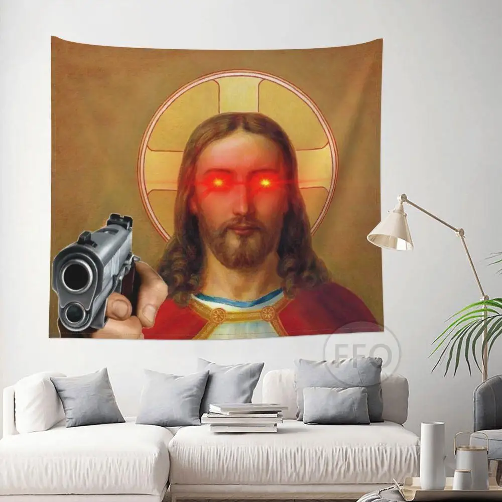 Гобелен с роботом будущего Иисуса Христа Настенный декор мем гобелен