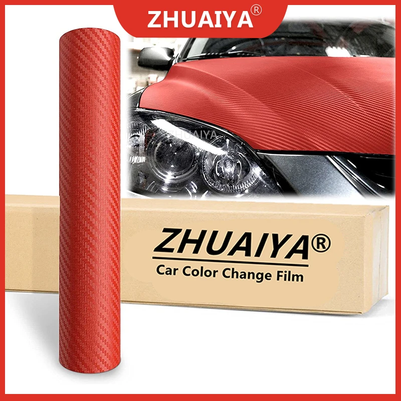 

Красная 3D пленка из углеродного волокна для замены цвета автомобиля, текстурированная матовая виниловая пленка для автомобиля, мотоцикла, самодельная наклейка, пленка