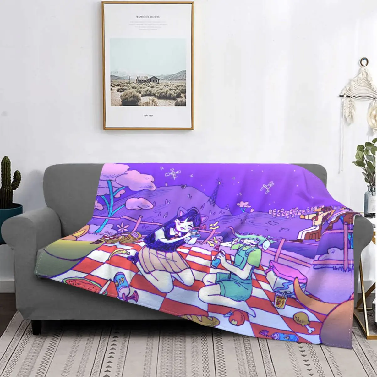 

Omori Aubrey Game Blanket Flannel Mari Basil Cozy Soft FLeece Bedspread