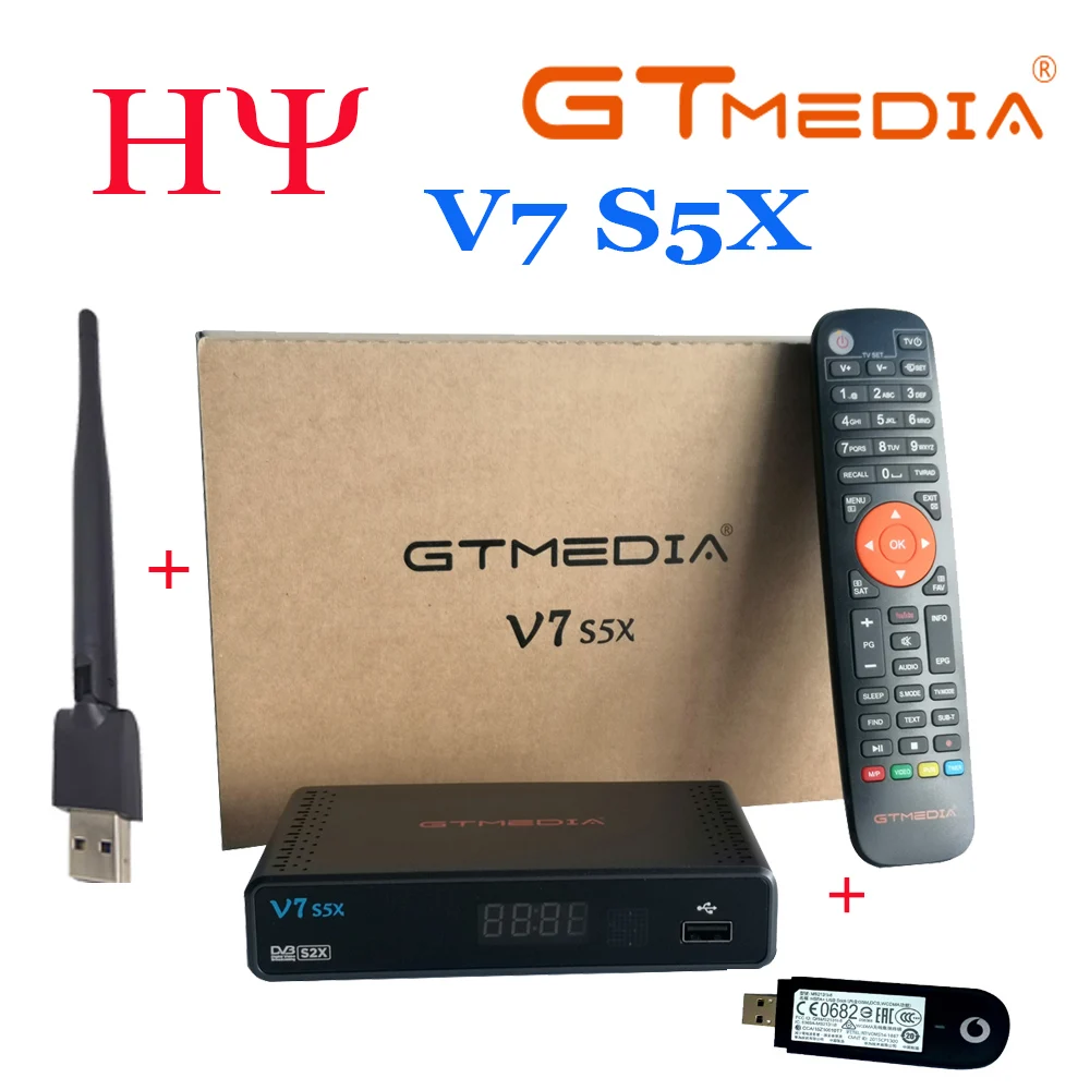 

10pcs Satellite Receiver Gtmedia V7 S5X DVB-S/S2/S2X Full HD 1080P with USB WIFI Set Top Box