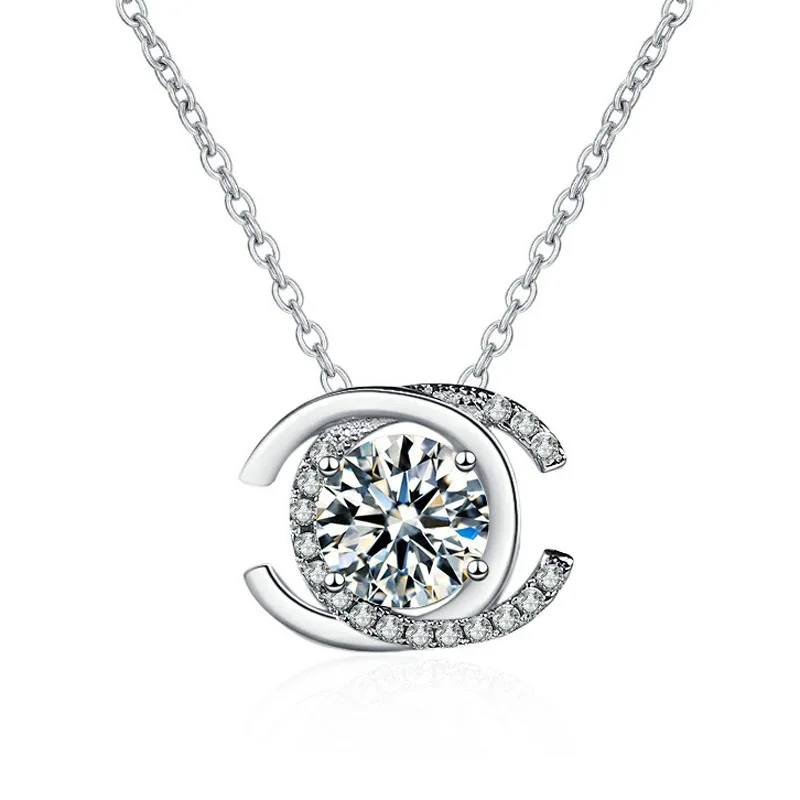 

S925 Sterling Silver Double C Moissanite Necklace Pendant Women's Collarbone Chain Necklace Valentine's Day Gift necklaces