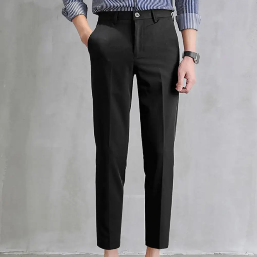 

Close-fitting Popular Mid Waist Ankle Length Business Pants Breathable Business Trousers Anti-wrinkle Male Garment