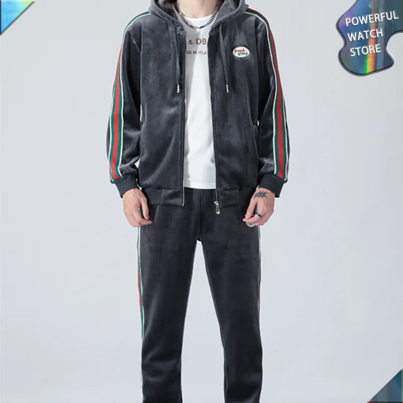 

Tracksuit Men Sets Winter Hoodies Pants Training Sport Running Winter Warm Men's Sportswear 2 PieceSports Suit Jogger Pants