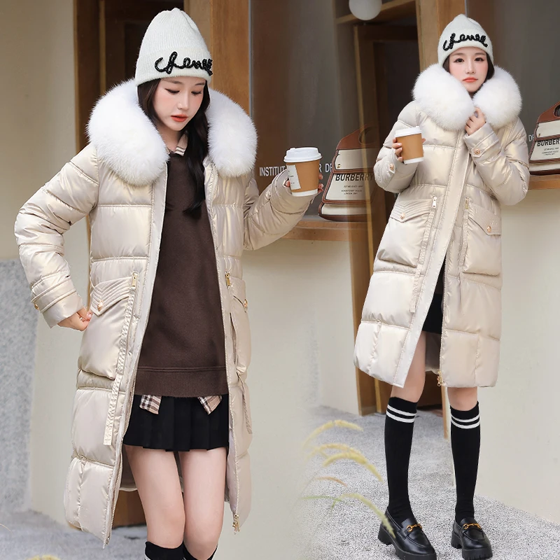 New Parka Coat Women's 2022 Fashion Thicken Winter Hooded Loose Long Puffer Jacket Female Windproof Rainproof Warm Outwear