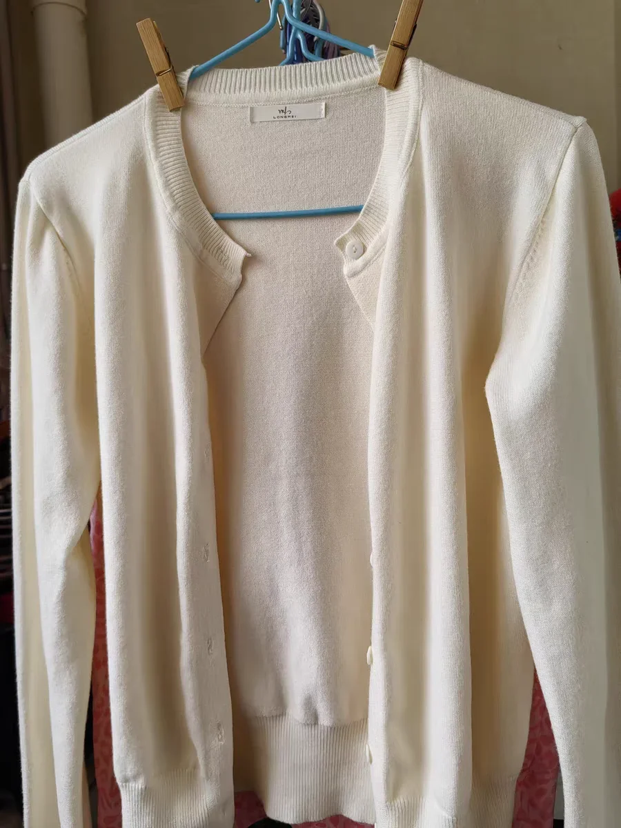 Осенние женские винтажные простые однотонные вязаные кардиганы с круглым