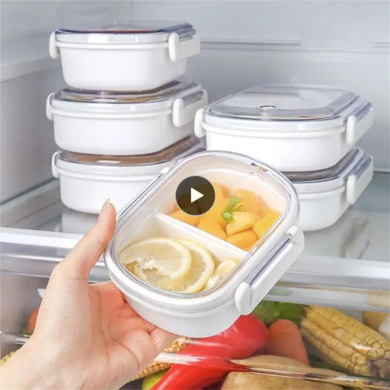 

Microwave Safe Plastic Food-grade Rice Basket Leak Proof Fresh-keeping Sauce Box Stackable Salad Fruit Food Container 2/3 Grids