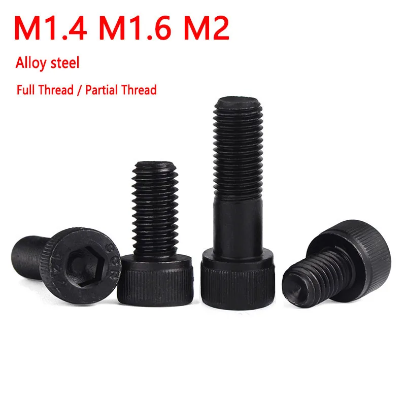 

20Pcs M1.4 M1.6 M2 M2.5 Hexagon Socket Head Screw 12.9 Grade High-strength Screw Cylinder Head Bolt Cup Head Screw Length:3-50mm
