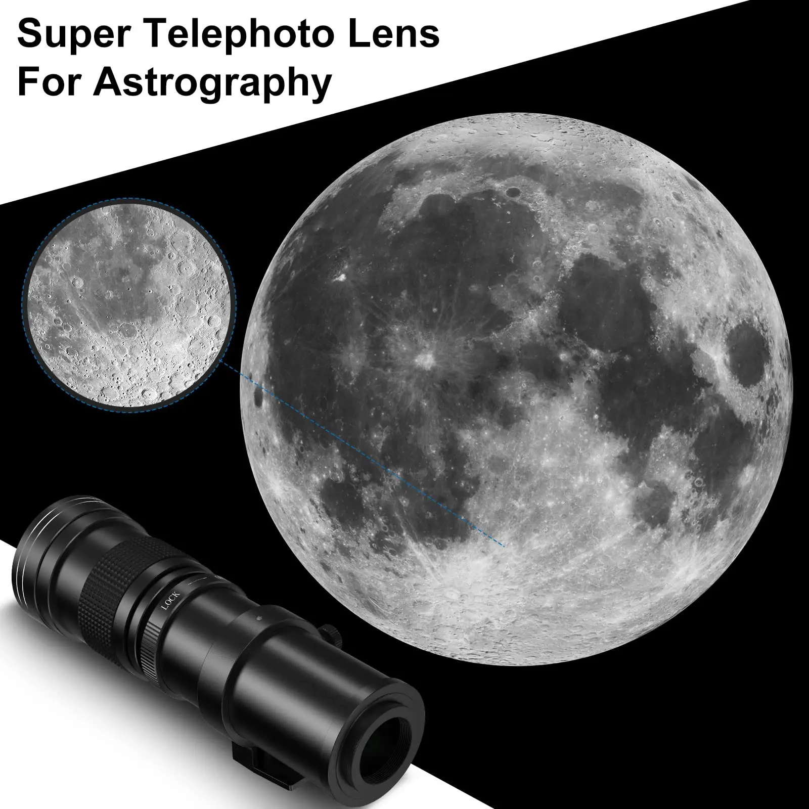 Телеобъектив Lightdow 420-800 мм f/8 3 с ручным зумом + T-образное крепление (полная рамка)