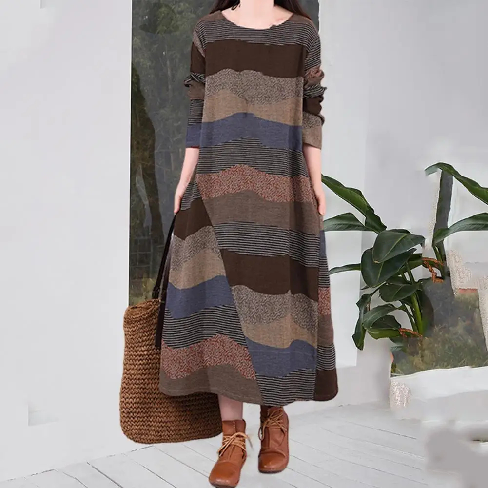 

Maxi Dress Long Sleeve Autumn Dress Women Autumn Casual Retro A-Line Maxi Dress