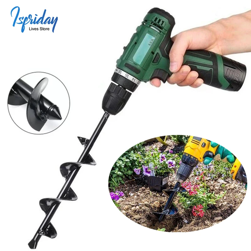 Spiral Hole Drill Planting Garden Auger Drill Bit Tool Hole Digger Yard Gardening Hole Digger Garden Planting Hole Digger Tool