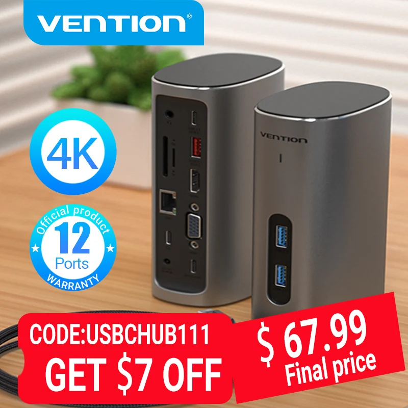 

Vention USB C HUB 4K 60Hz Type C к HDMI USB 3,1 PD 100W SD TF RJ45 для MacBook por Air iPad MateBook 13 14 PC USB Type C HUB