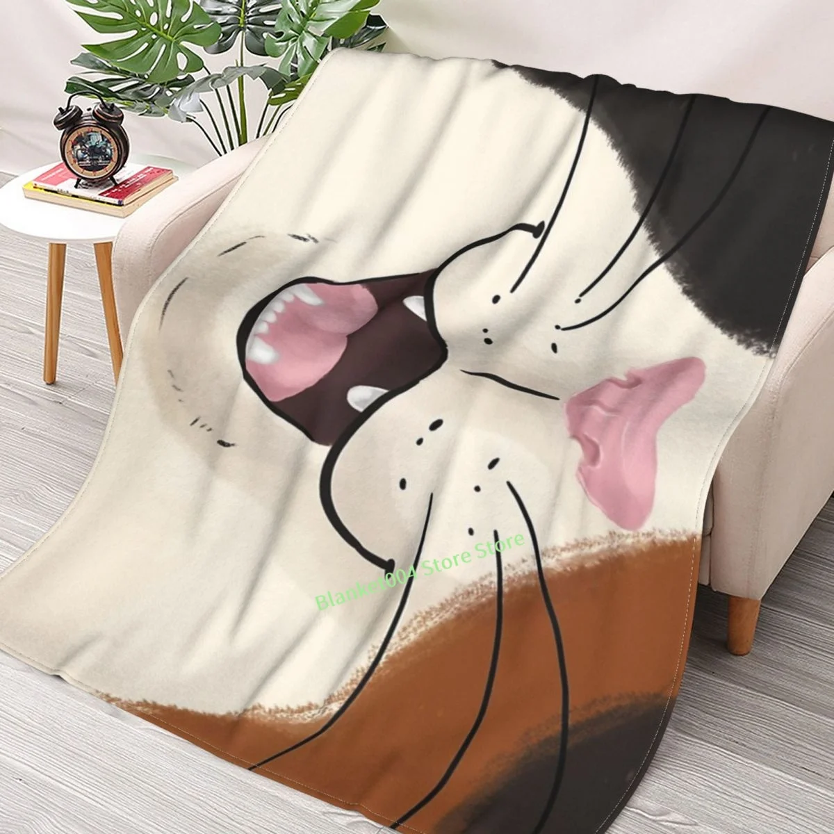

Декоративное одеяло для спальни, с рисунком кота и улыбки