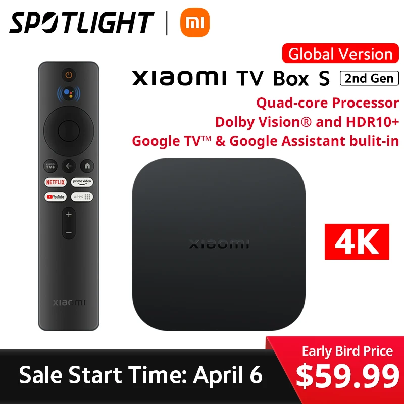 

[World Premiere] Global Version Xiaomi Mi TV Box S 2nd Gen 4K Ultra-HD Quad-core Processor Dolby Vision HDR10+ Google Assistant