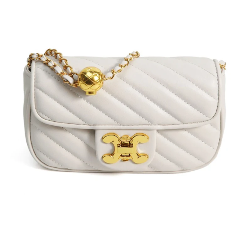 Women Soft PU Leather Crossbody Bags Embroidery Thread Flap Bag Luxury Branded Trending Chain Shoulder Handbags Purse 2023