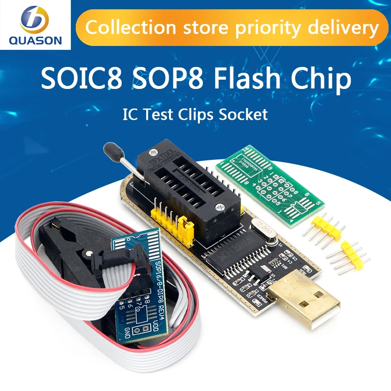 CH341 24 25 Series EEPROM Flash BIOS USB Programmer Module + SOIC8 SOP8 Test Clip For EEPROM 93CXX / 25CXX / 24CXX