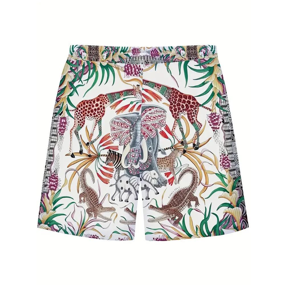 Шорты мужские пляжные с 3D-принтом животных дышащие повседневные для улицы летние