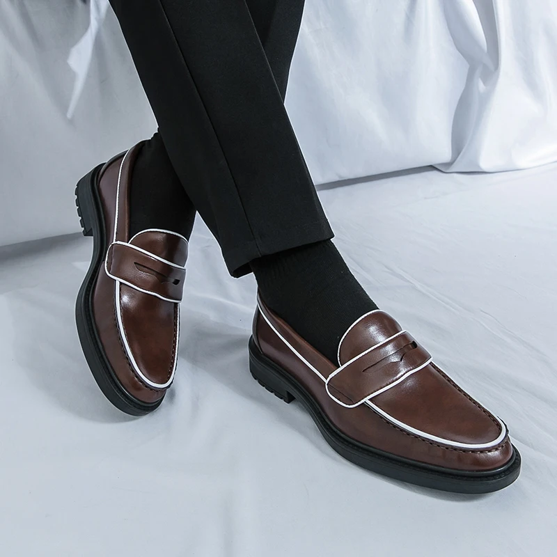 Новые мужские модные лоферы мужская повседневная удобная брендовая кожаная