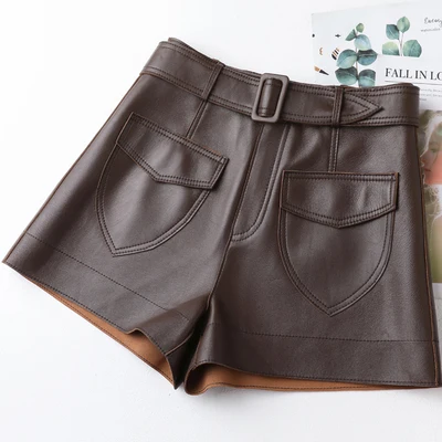 2022 New Autumn and Winter High Waist Loose and Thin A-line Wide Leg Pure Sheepskin Shorts J5