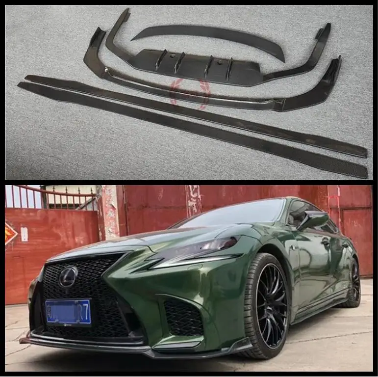 

CARBON FIBER REAR TRUNK SPOILER & FRONT LIP & REAR BUMPER DIFFUSER & SIDE BODY SKIRTS KIT For Lexus LS350 LS500H 2020 2021 2022