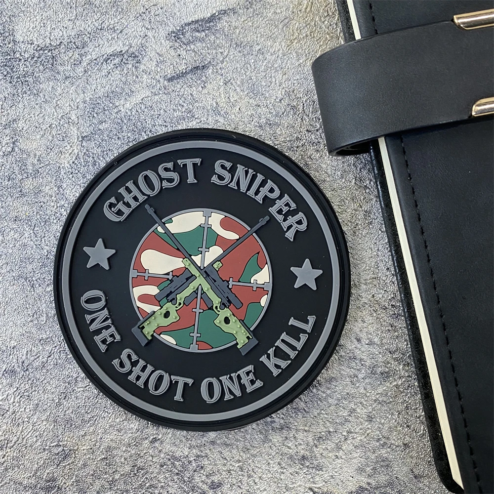 Тактическая нашивка из ПВХ привидение снайпера один выстрел раз убийца крючок и