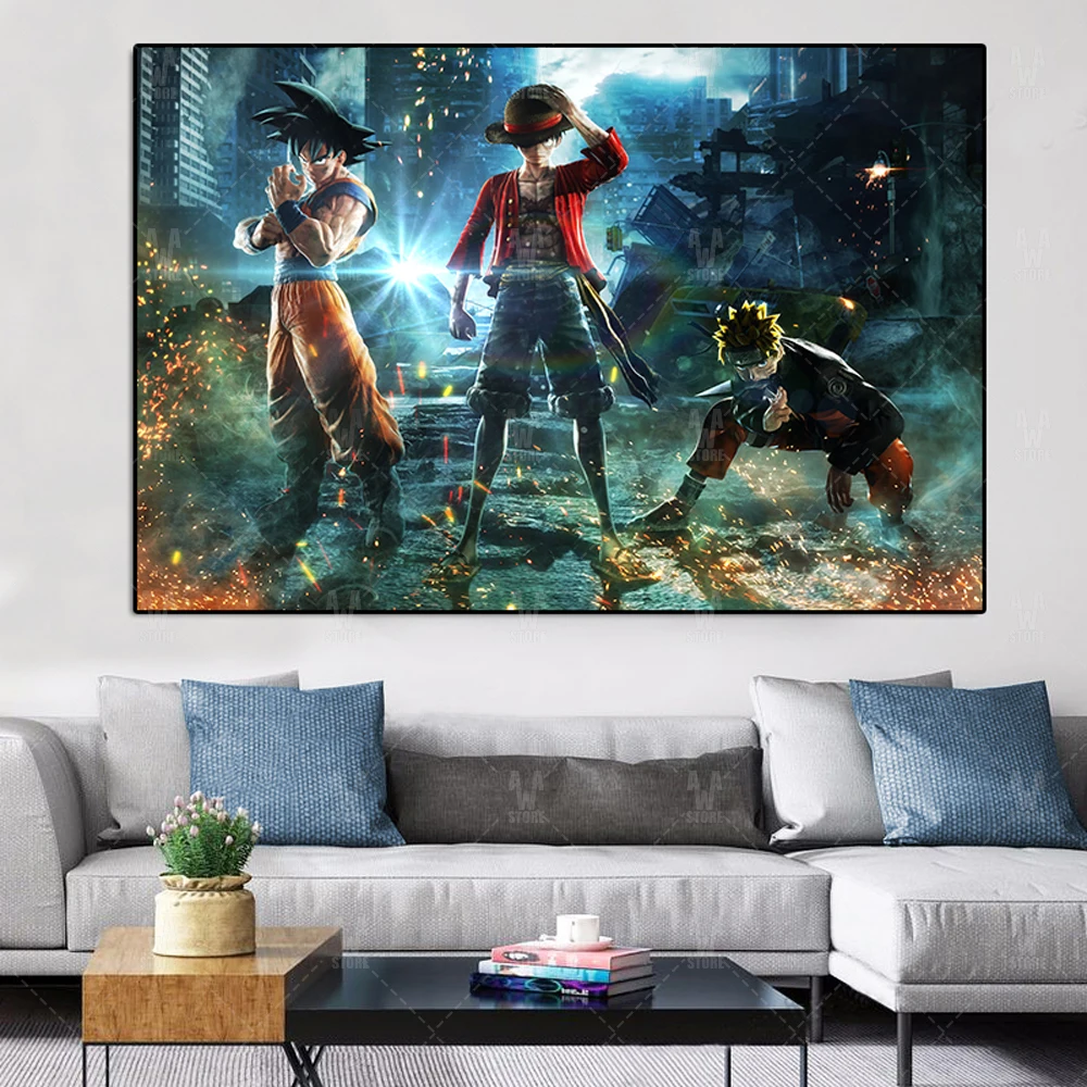Аниме Гоку обезьянка D. Luffy And постер Наруто Печать Цельный Драконий жемчуг холст