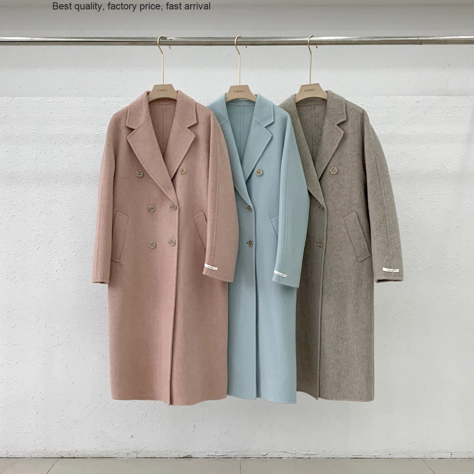 

Высококачественный роскошный брендовый классический корейский крутой Ленивый Стиль двубортный длинный костюм пальто Женский двусторонни...