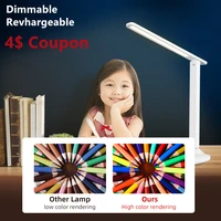 led desk lamp foldable 3 color stepless dimmable touch table lamp bedside reading eye portable night light dc5v usb chargeable
