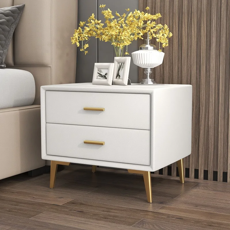 

White Minimalist Nightstand Modern Bedroom Small Space Aesthetic Bedside Table Makeup Organizers Table De Chevet Home Furniture
