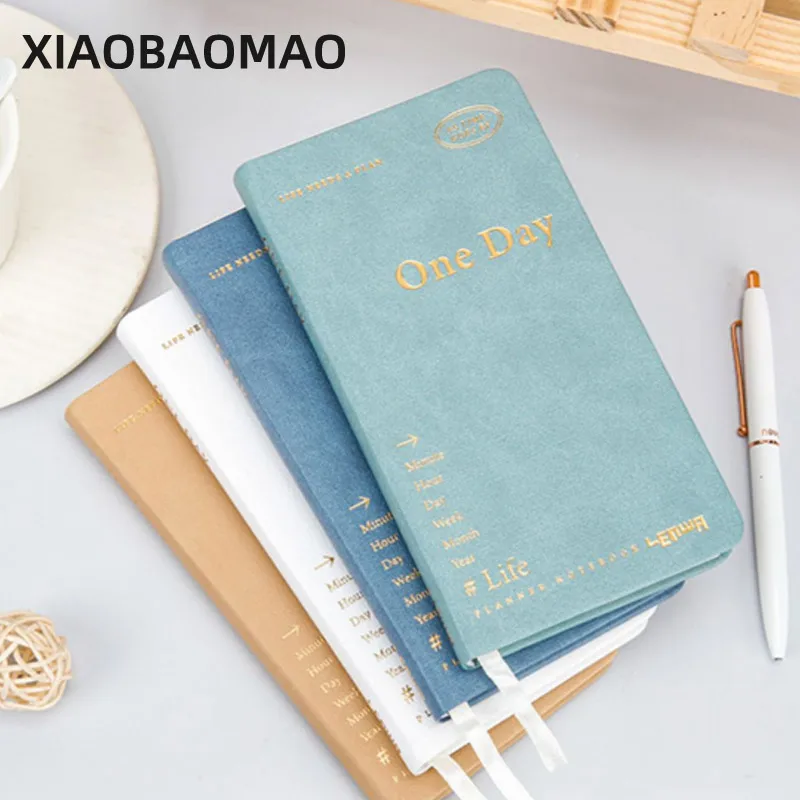 PU cover Schedule Book A6 H5 Daily Plan Notebook Weekly Agenda Planner Portable Mini Notepad School Office Stationery